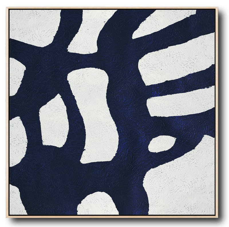 Handmade Painting Large Abstract Art,Hand Painted Navy Minimalist Painting On Canvas,Original Abstract Art Paintings